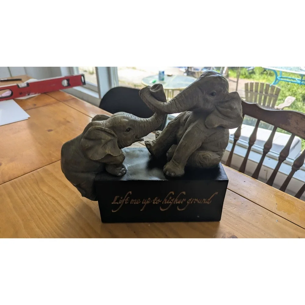 Elephant Figurine Lift Me Up To Higher Ground Inspirational Statue Decor